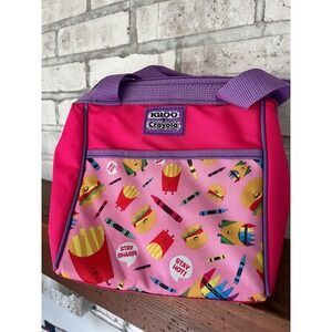 Igloo Crayola Kids Lunch Bag Pink Fun Food Crayon Print Insulated Zipper‎